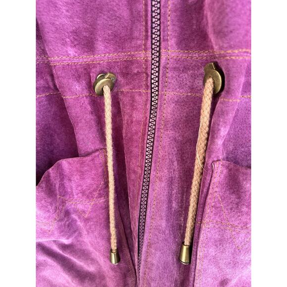 Authentic Winlit 1969 women’s M Purple Suede Jacket W/Hood Zipper Drawstring - Picture 9 of 16